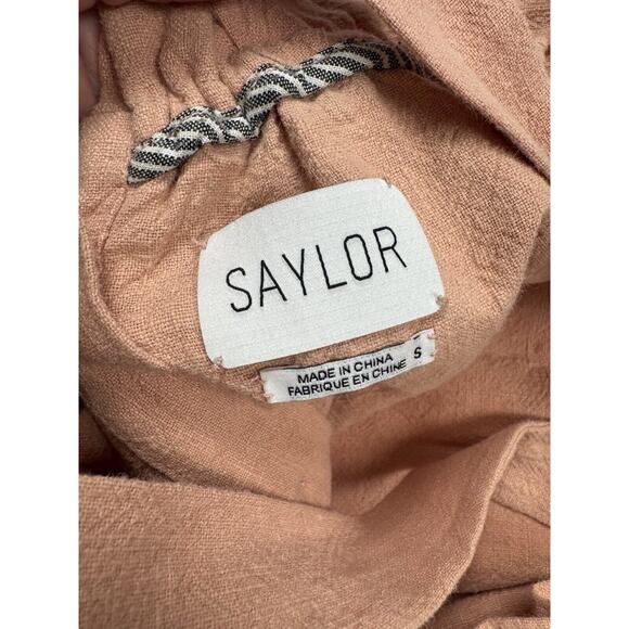 Anthropologie Saylor Flowy Crop Top 100% Linen Peasant Blouse In Clay - Picture 7 of 9